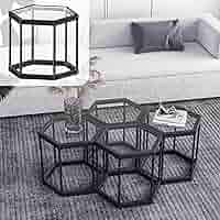 m*3様 Hilander Hexagon Table DAN Mid-Century Modern Marble Top Hexagon Side Table | Chairish
